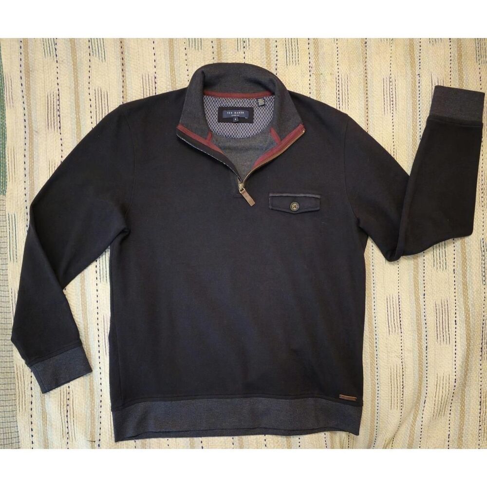 Ted-baker Men's Black and Grey Jumper